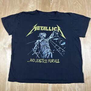 Metallica And Justice For All Women’s Black Short Sleeve Crop Top Shirt  Size L